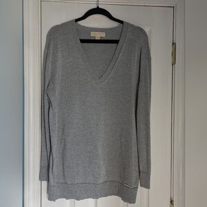 Michael Kors Metallic Silver Tunic Sweater XL